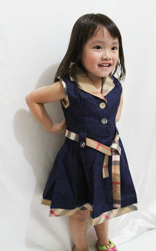 dress anak burberry biru